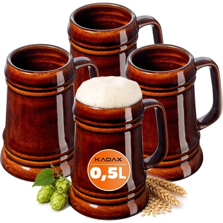 KADAX Bierkrug 500ml Steinzeugkrüge 4-tlg – Bild 1