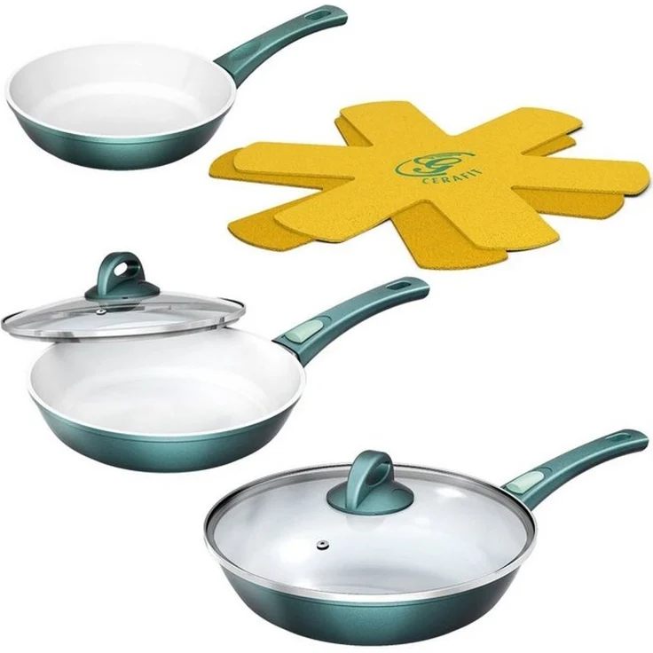 5 Farben Genius Cerafit Fusion Pfannen Set 7-tlg. Keramik Pfanne UVP 154,95 Euro smaragdgrün – Bild 4