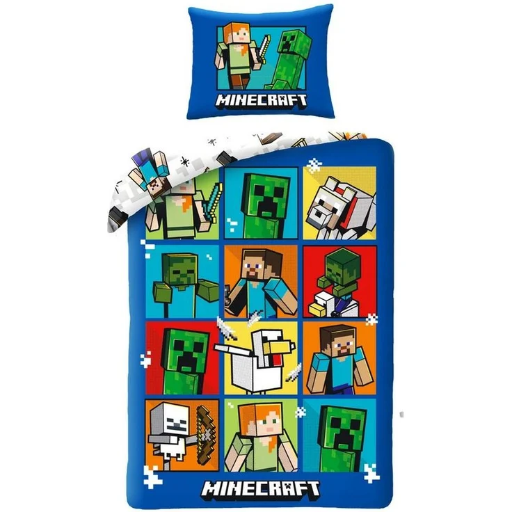 Minecraft Bettwäsche Set aus Baumwolle Bettdeckenbezug 140 × 200 cm mit 70 × 90 cm Kissenbezug – Bild 3