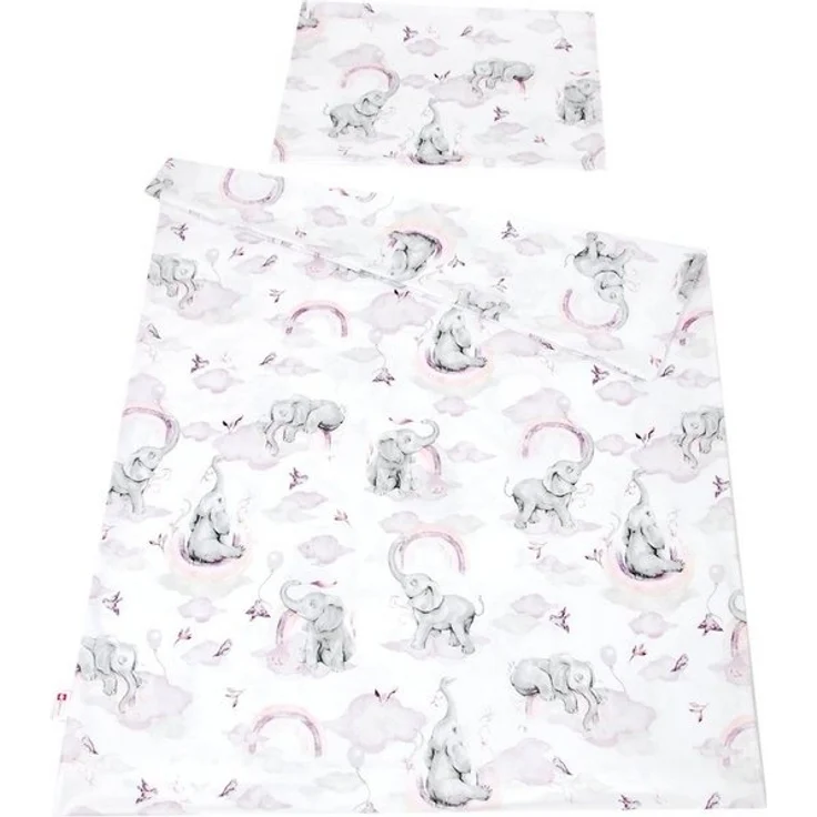 BabyLux Babybettwäsche BABYLUX Kinderbettwäsche 2 Tlg. 90 x 120 cm Bettwäsche Bettbezug Kind, 125. Elefanten Rosa – Bild 3