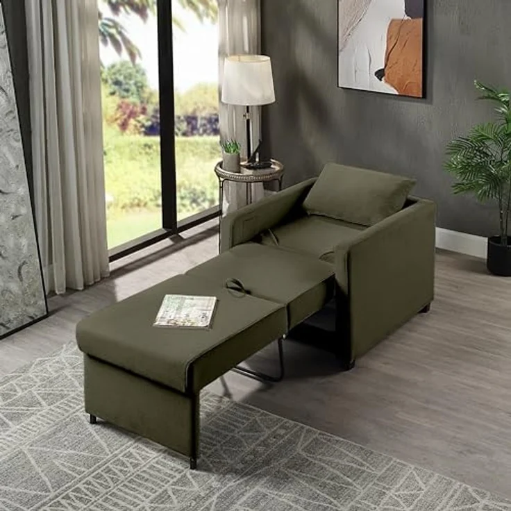 Atlantic Home Collection Schlafsessel Jerry, BxTxH: 74 x 89 x 89 cm, Liegefläche ca. 57x183 cm, mit Fernbedienungstasche, Grün, Polyester – Bild 6