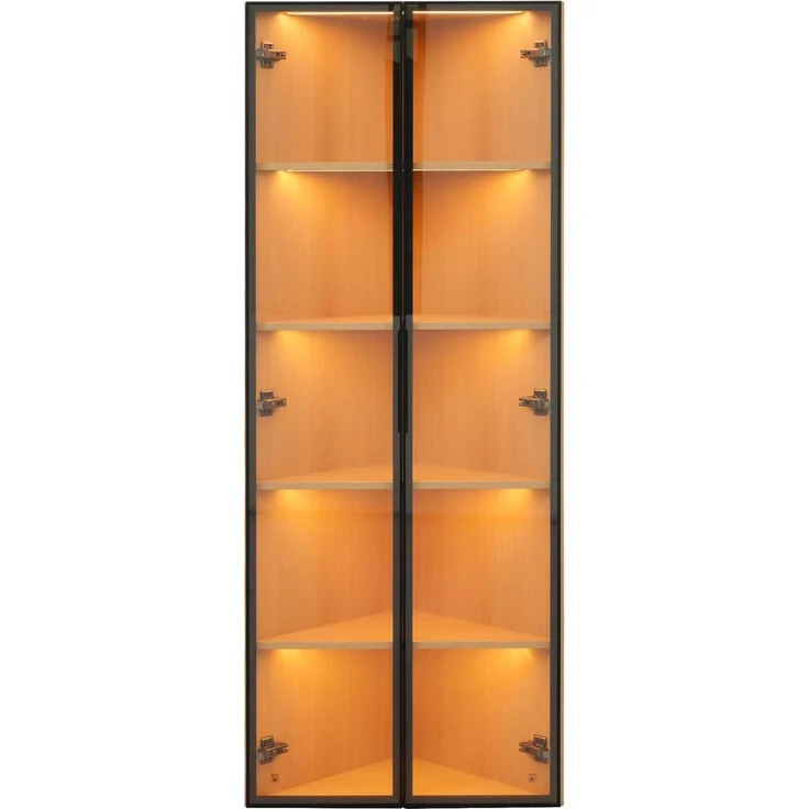 Glasvitrine Eckvitrine mit Tür aus Eiche und LED – Bild 5