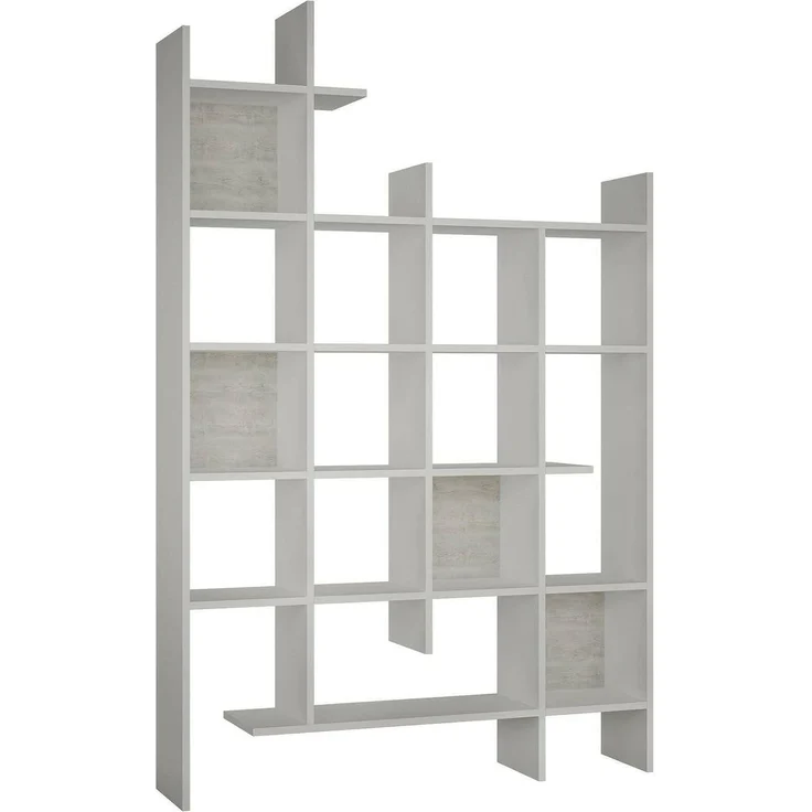 Dmora - Bücherregal Chertan, Büroregal, Mobiler Buchhalter, Bücherbrett, 122x26h188 cm, Weiß – Bild 3