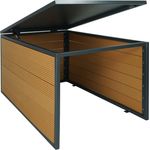 XL Mähroboter-Garage mit Deckel HWC-L45, Dach Unterstand für Rasenmäher, WPC Metall 43x70x90cm ~ Eiche-Optik