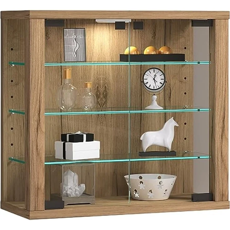 VCM Wandvitrine Vitrosa 919412 Honig-Eiche H. 40 x B. 43 x T. 18 cm – Bild 1