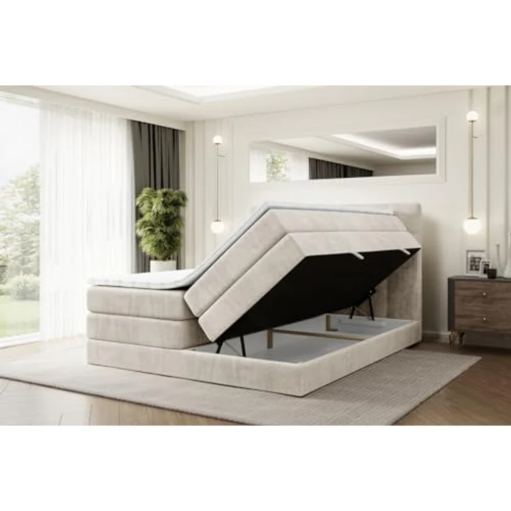 ALTDECOR Boxspringbett MARCE KING (Multipocket-Matratze H4, H3 Matratze Bonellfederung, Topper, Kopfteil) – Bild 5