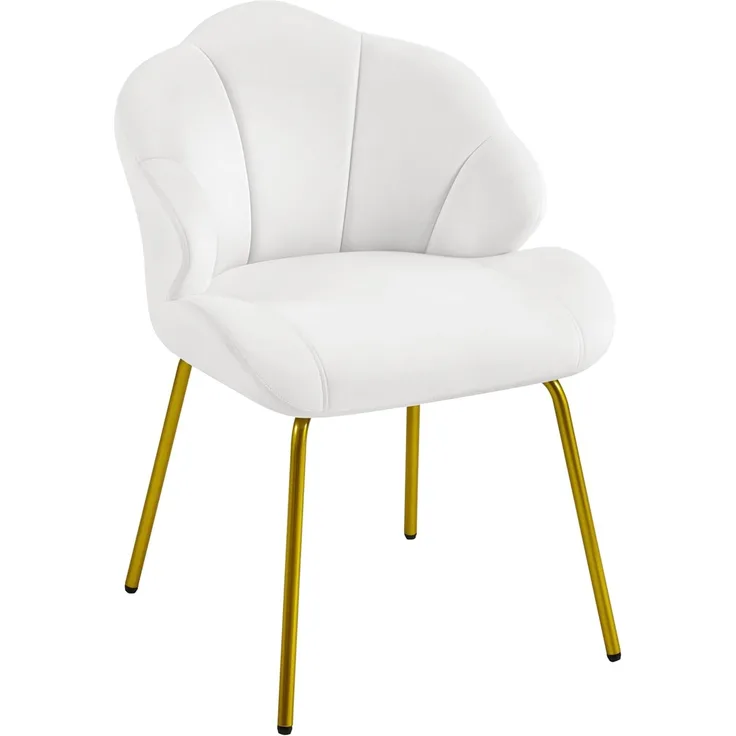 Yaheetech Sessel Loungesessel in Muschelform, Ohrensessel modern, Polsterstuhl mit Metallbeinen, Polyester, für Wohnzimmer/Schminktisch/Schlafzimmer, Weiß