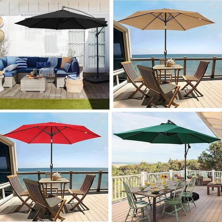 Sonnenschirm Ersatzbezug 3m 2m 250cm UV80 230 cm 8 streben Schwarz – Bild 5
