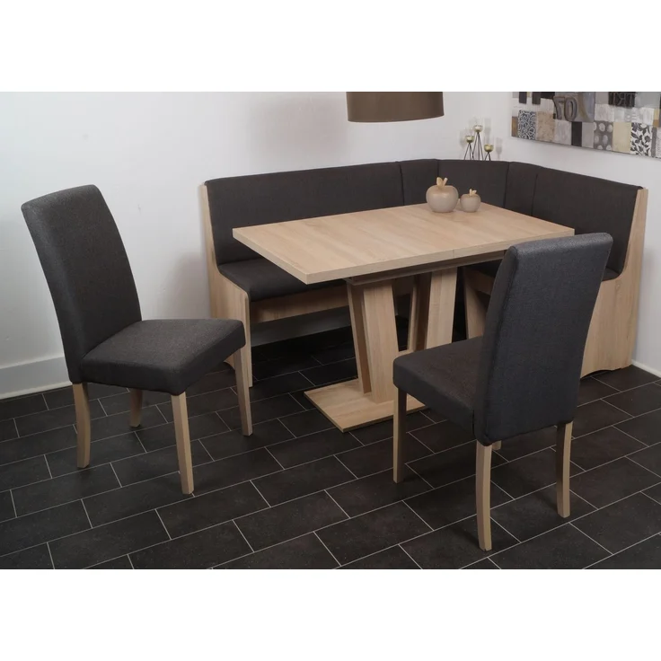 MSZ Design Eckbank Eckbankgruppe DUISBURG mit Säulentisch Varese Sonoma ausziehbar 125x89x89 cm – Bild 1