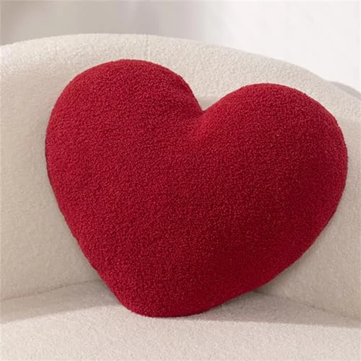 Herzkissen, Kuschelkissen Kinder Herzkissen, Weiche Flauschige Herzform Zierkissen Sofakissen, Plüsch Kissen Dekokissen für Kinderzimmer Schlafzimmer Deko (Rot 30 X 45 CM) – Bild 2