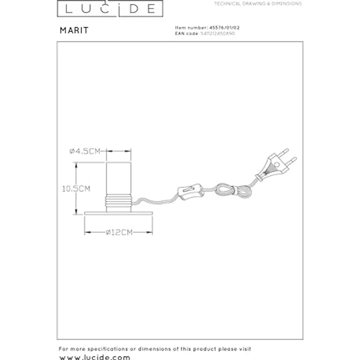 Lucide 45576/01/02, Nachttischlampe mit textiler Schnur, höhenverstellbar, retro Design – Bild 8