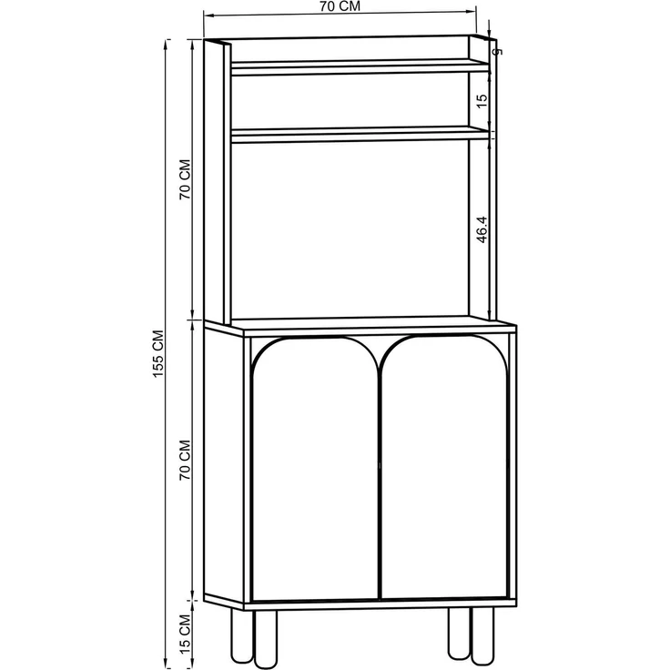 Skye Decor 'Parma 2 - White' Mehrzweckschrank, Weiß, 70 x 155 x 40 cm – Bild 5