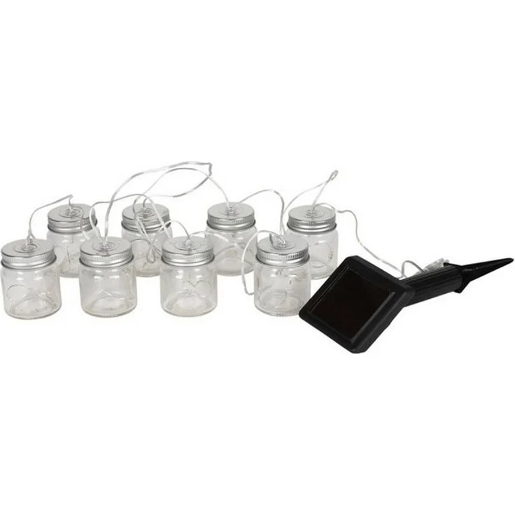 Solar-Party-Lichterkette mit 8 LED Einmachgläser warmweiß mit Blinklicht Deko – Bild 4