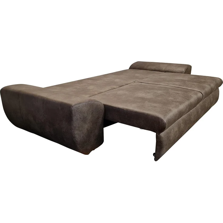 Big-Sofa mit Schlaffunktion und Bettkasten XXL Couch im Vintage Look in Braun – Bild 5