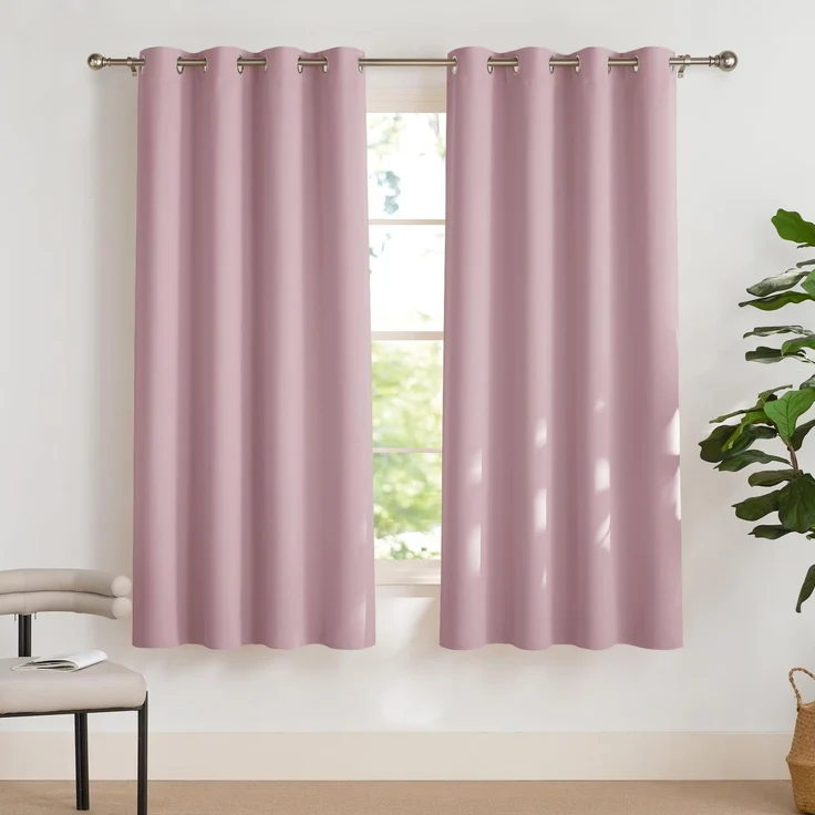 PONY DANCE Blickdichte Vorhänge Kinderzimmer Mädchen Thermo Gardinen | 2er Set H175 x B140 cm, Hellpink, Verdunklungsvorhänge, Ösen, Kälteschutz, Sichtschutz, UV-Schutz, Kurz, für Schlafzimmer