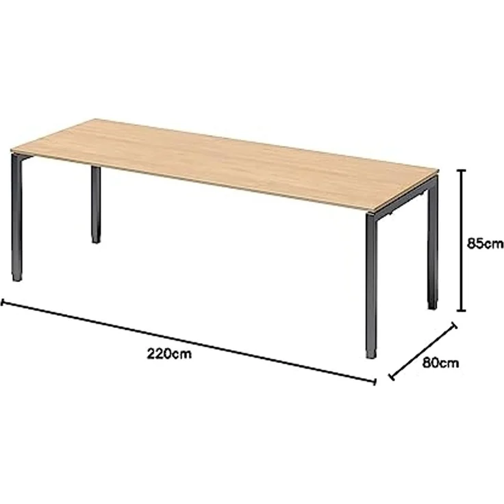 BISLEY Cito Schreibtisch, 650-850 mm höheneinstellbares U-Gestell, Metall, Mp334 Dekor Ahorn, Gestell Anthrazitgrau, 80 x 220 x 85 cm – Bild 2