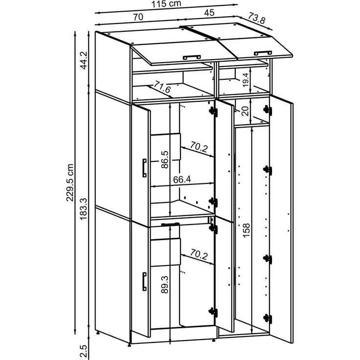 Roomart Waschmaschinenschrank - DORA-I- 115 cm breit - Wasch- & Trocknerschrank mit Türen & Ausziehbrett, Waschmaschinen-Überbau für Waschküche & Hauswirtschaftsraum • Anthrazit-Eiche – Bild 7