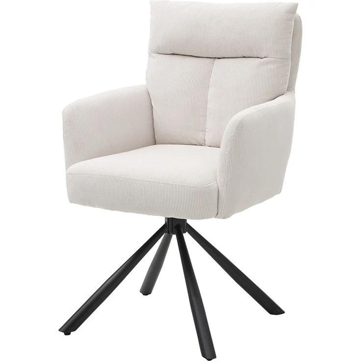 Armlehnstuhl >Solveig< (2er-Set) in hell beige/schwarz - 60x93x67 (BxHxT) – Bild 2