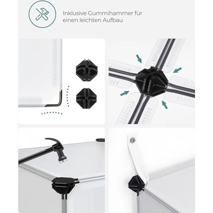 Songmics Schuhregal, Set aus 16 Würfeln, Regalsystem, DIY Würfelregal, stapelbar, aus PP-Kunststoff, als Garderobe, Raumteiler, für Schlafzimmer, Büro, 31 x 123 x 123 cm, weiß LPC44L – Bild 5