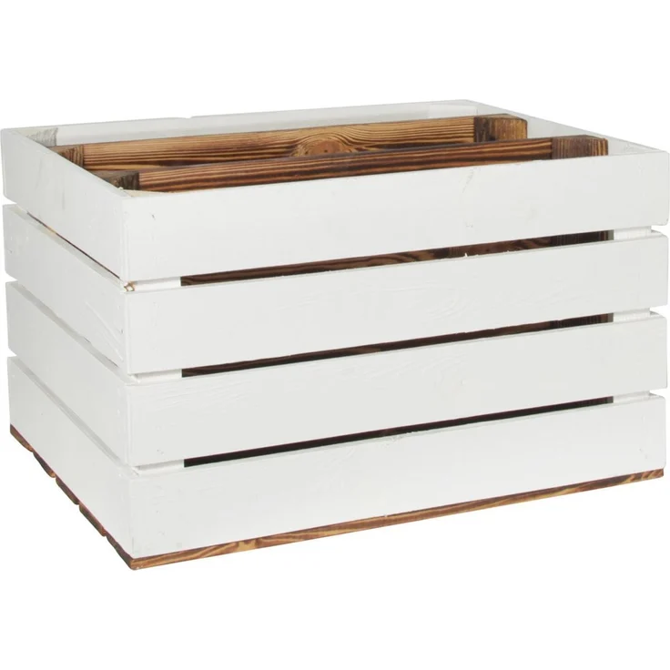 CHICCIE Holzkiste Grete Geflammt Weiß 50x40x30cm - 2x Langes Regal Obstkiste Dekokiste Weinkiste – Bild 6