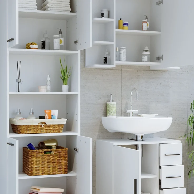 Badmöbel-Set Maris Weiß 3-teilig Vicco – Bild 5