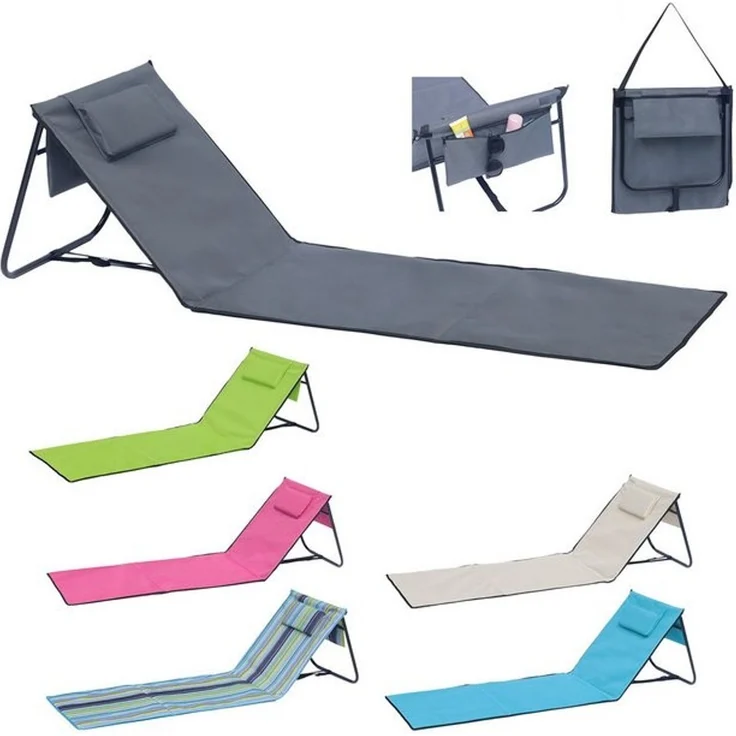 Mojawo Doppelliege Strandliege Strandmatte Rückenlehne Kissen faltbar L152xB51xH41cm – Bild 4