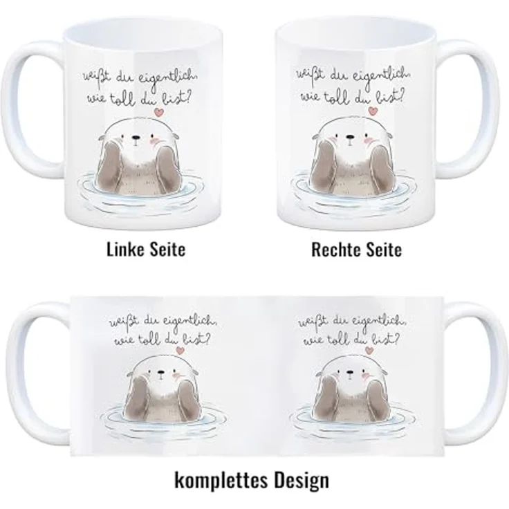 speecheese Tasse Otter Kaffeebecher mit Spruch Weißt du eigentlich wie toll du bist – Bild 4
