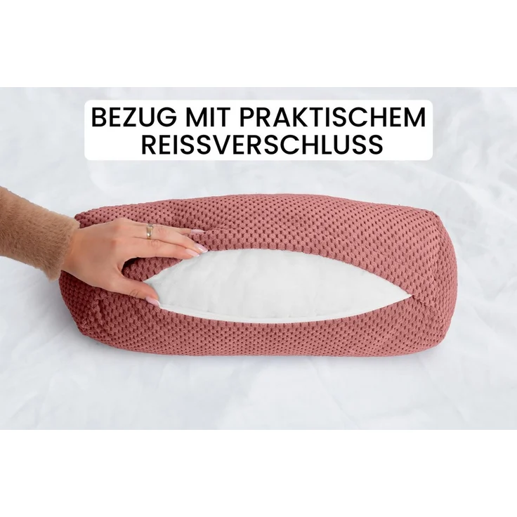 Amilian Nackenrolle 15x40 cm - Kissenrolle mit Bezug - ideal als Dekokissen - Nackenstütze, Kissen mit Bezug, Bettrolle mit abnehmbarem Bezug, Lagerungskissen - Sofakissen - Kissen – Bild 2