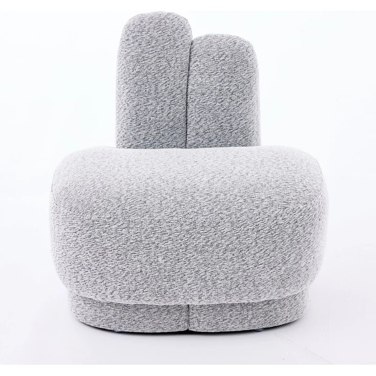 Kuscheliger Bunny-Ear- Stoff-Ottoman-fix gepolsterter Hocker mit niedlichen Ohren, ohne Stauraum, nicht abnehmbar--Antikgrauweiß--54x41.5x54cm--YOUDENOVA – Bild 6