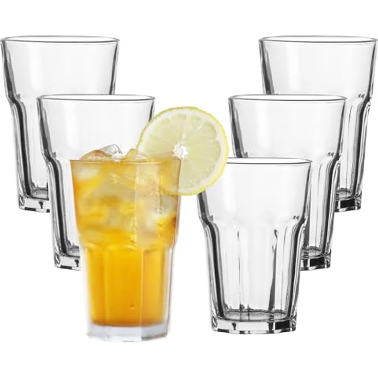 Annastore Longdrinkglas 6 Stück Trinkgläser Wassergläser Saftgläser Limogläser Whiskeygläser, Spülmaschinenfest