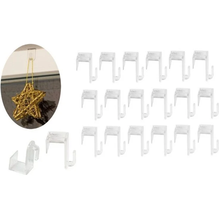 BigDean 24er Set Fenster- und Türhaken - Aus transparentem Kunststoff - Unauffällig & Effizient - Für ein Fensterfalz von max. 1,7 cm - Ideal für Lichterketten, Dekoanhänger & Weihnachts-Deko - – Bild 3