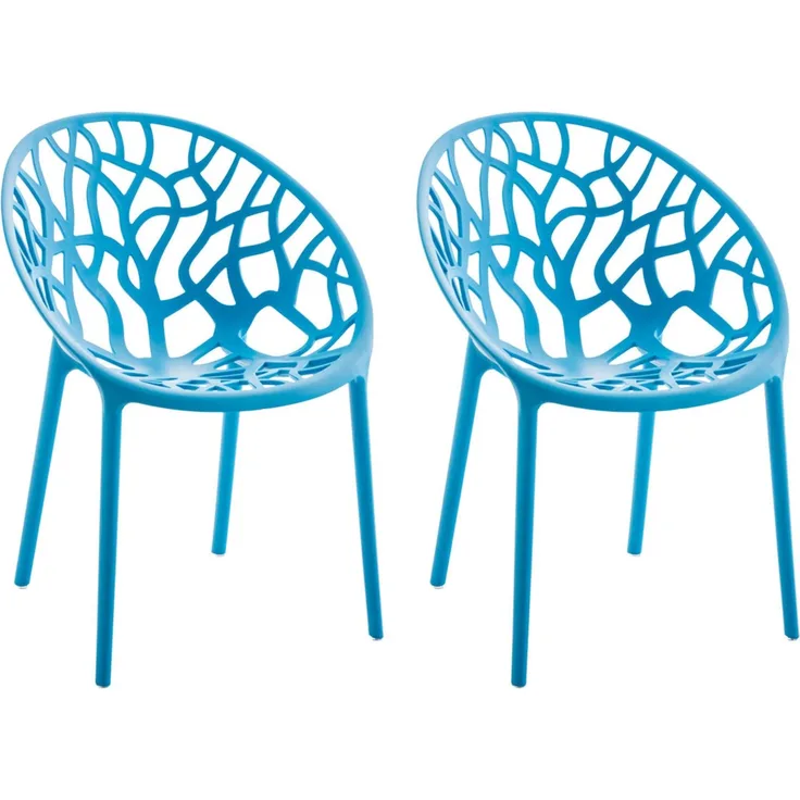 CLP 2er Set Gartenstuhl Hope, Modernes Design, Wetterfest, Stapelbar, Mit Armlehnen,blau