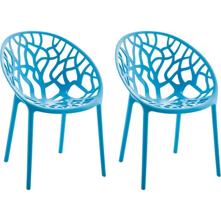 CLP 2er Set Gartenstuhl Hope, Modernes Design, Wetterfest, Stapelbar, Mit Armlehnen,blau – Bild 1