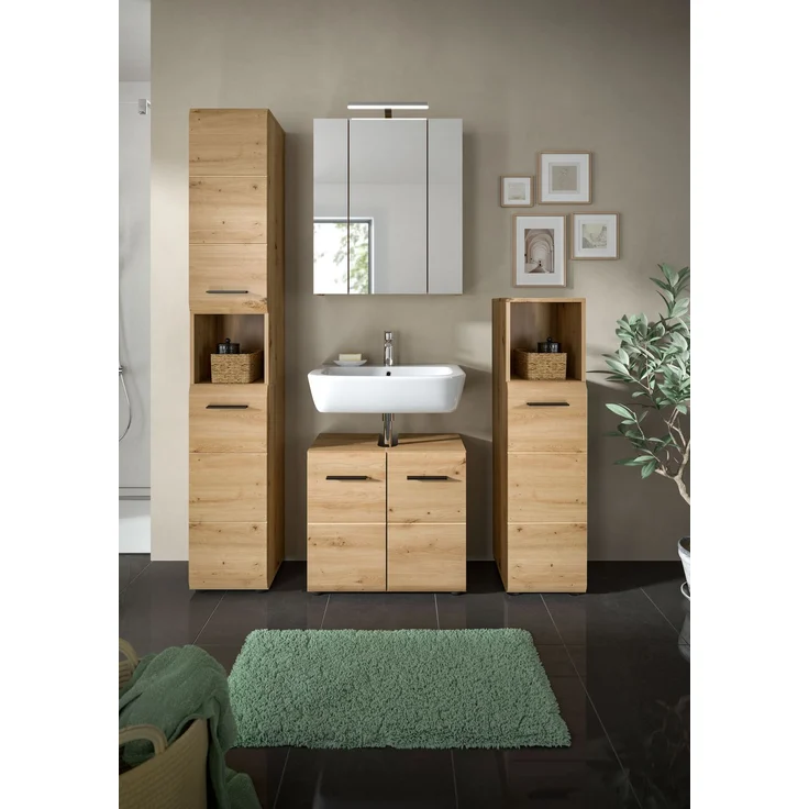 Badkombination (B/H/T: 150x185x46 cm) in Artisan Oak Nachbildung und Artisan Oak Nachbildung – Bild 5