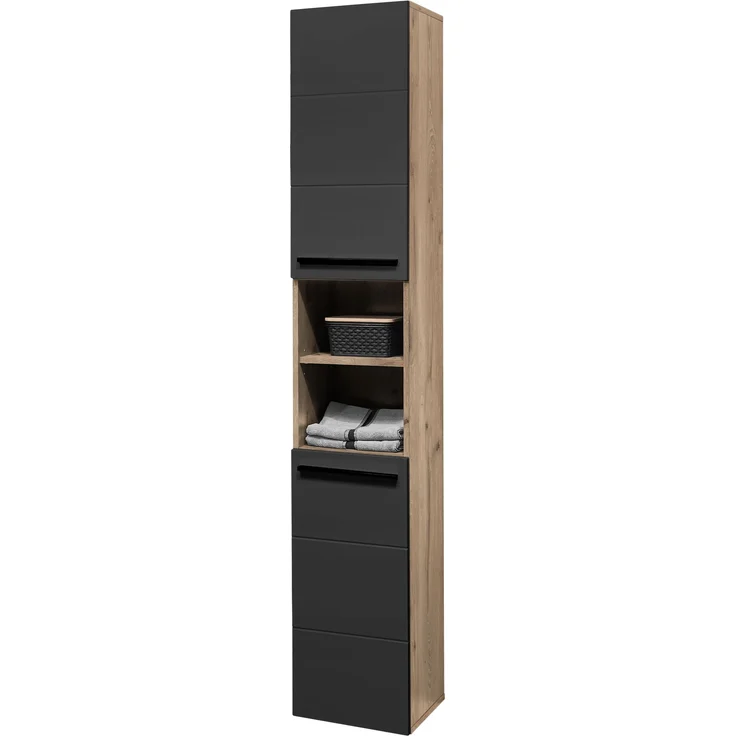 Badezimmer-Set >Vista< (3-tlg.) in Viking Oak / Schwarz - 120x190x31 (BxHxT) – Bild 4