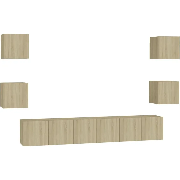 vidaXL 7-tlg. TV-Schrank-Set Sonoma-Eiche Spanplatte [3078976]