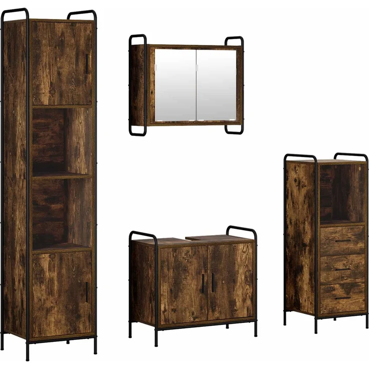 vidaXL Badezimmerschrank-Set 4 stk. Räuchereiche 40 x 36 x 181 cm 3444617 – Bild 2