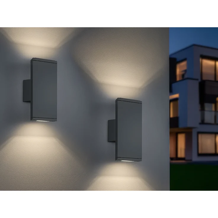LED Außenwandleuchte Up-Down Light, IP54, Anthrazit - 2er Set – Bild 9