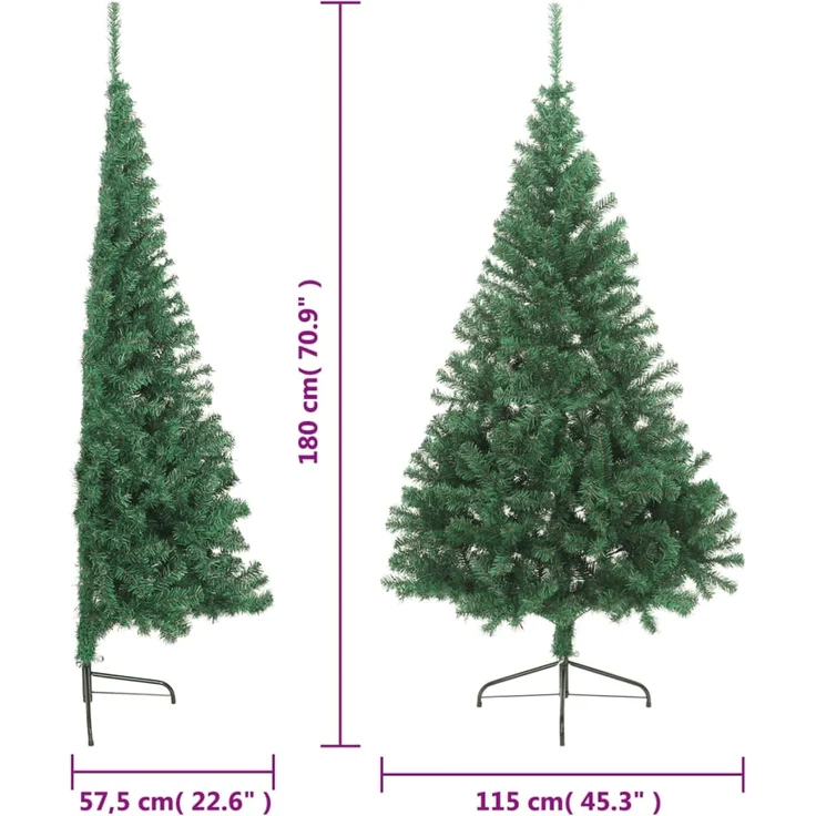 vidaXL Künstlicher Halb-Weihnachtsbaum mit Ständer Grün 180 cm PVC 321032 – Bild 8