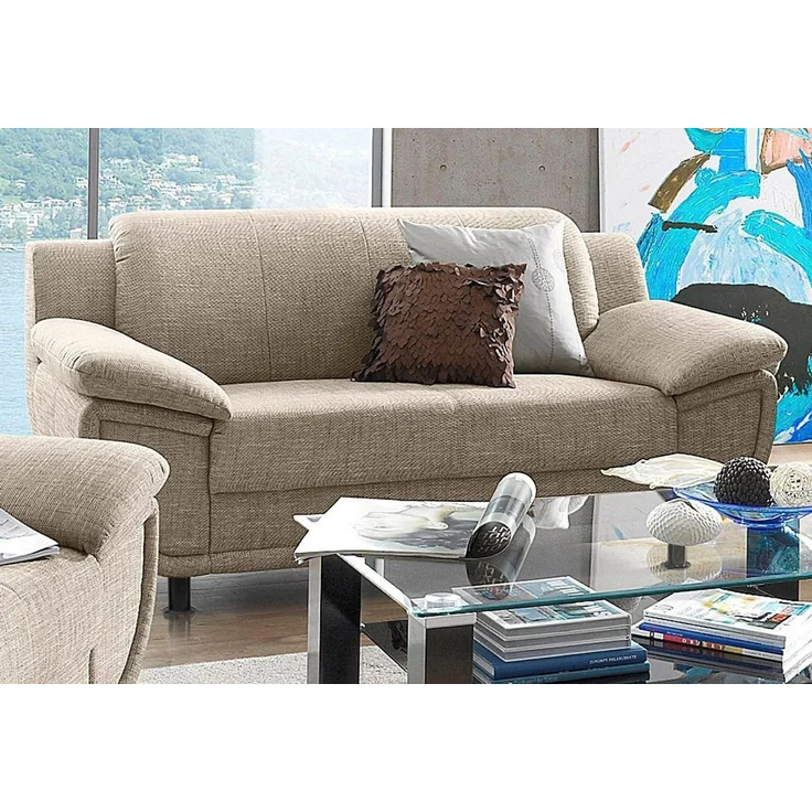 TRENDMANUFAKTUR 2-Sitzer Rondo, Breite 178 cm, breite Armlehnen, Füße schwarz, Couch wahlweise mit Federkern und in verschiedenen Bezügen bestellbar – Bild 1