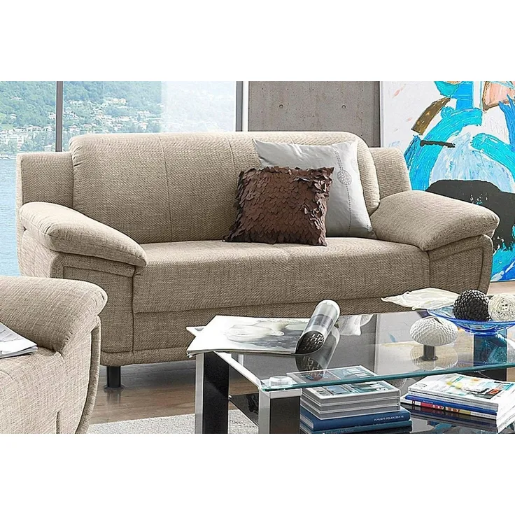TRENDMANUFAKTUR 2-Sitzer Rondo, Breite 178 cm, breite Armlehnen, Füße schwarz, Couch wahlweise mit Federkern und in verschiedenen Bezügen bestellbar