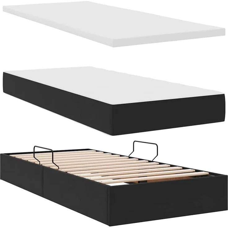 vidaXL LED-Speicherbett mit Matratze Schwarz 100 x 200 cm Samt 3372647 – Bild 9