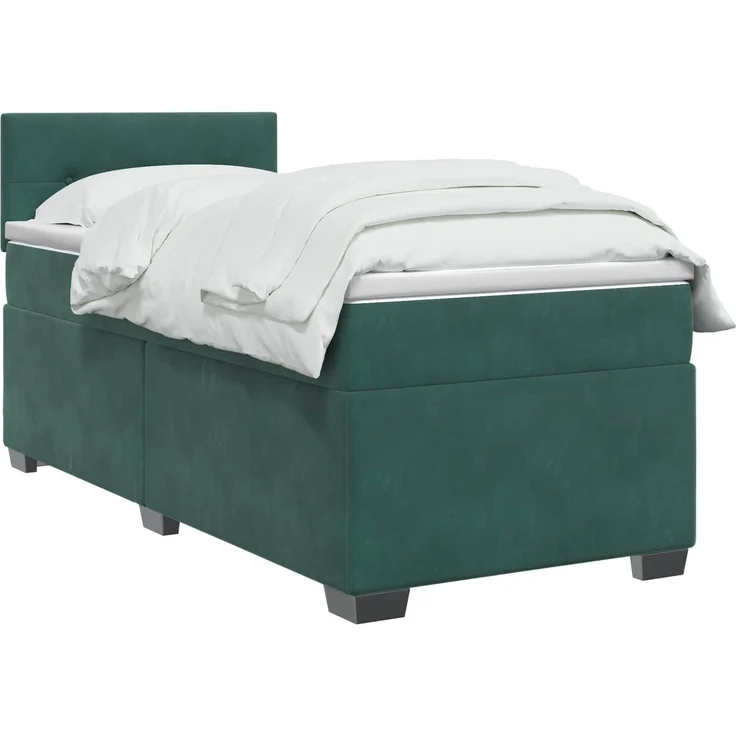 vidaXL Boxspringbett mit Matratze Dunkelgrün 90 x 200 cm Samt 3450641 – Bild 3