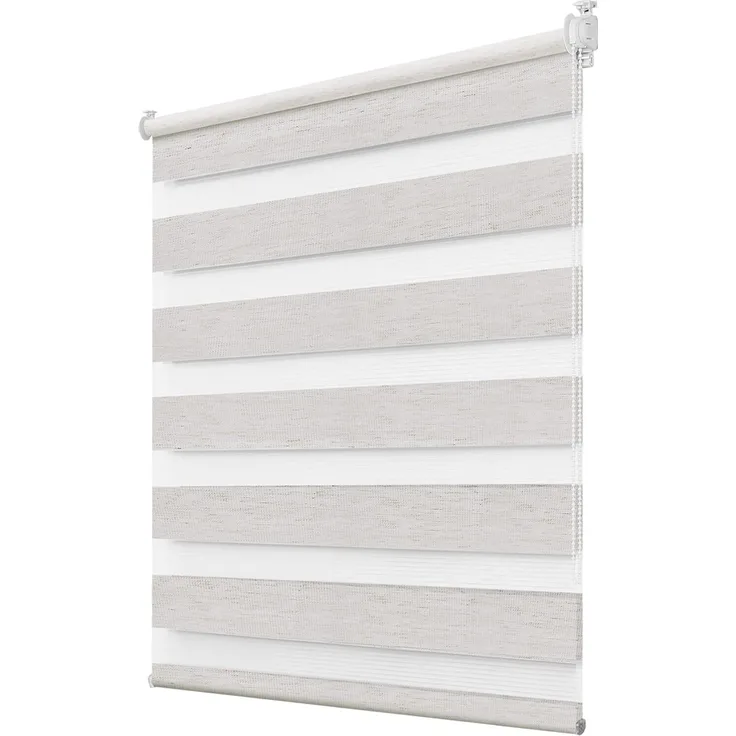 Deswell Doppelrollo Klemmfix ohne Bohren Leinen B55 x H230 cm (Stoffbreite 51cm) Rollos für Fenster ohne Bohren für Fenster mit Lichtdurchlässig & Verdunkelnd/Höhe Stufenlos Verstellbar