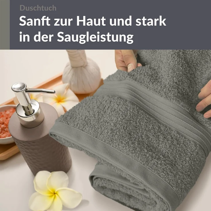 Lashuma Duschtuch Linz, Frottee (1-St), Flauschiges Badetuch grau 70x140 cm – Bild 10