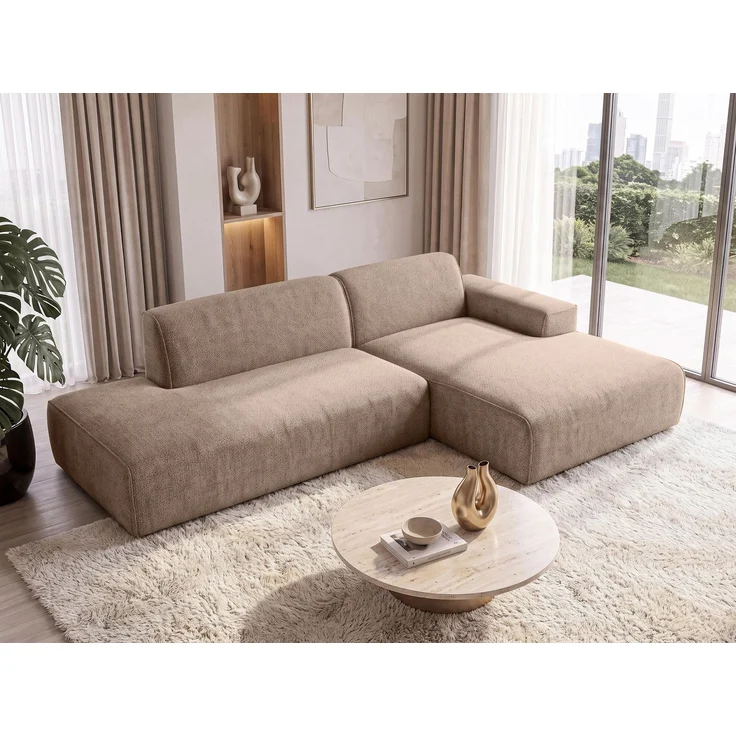 AX LIVING Ecksofa Modern Didim Duo 284 cm Warmbraun Chenille Sofa R – Bild 1