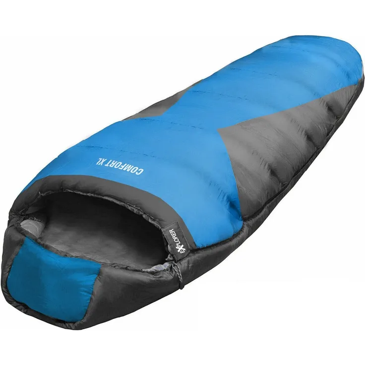 EXPLORER Mumienschlafsack COMFORT Camping Schlafsack 230 x 85 x 70 cm Outdoor extra breit (0°C bis -23°C Frühling/Sommer/Herbst/Winter Reise Festival), kombinierbar 2000g