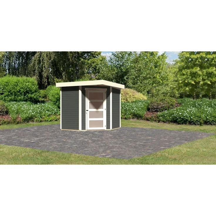 Karibu Holz Gartenhaus "Schwandorf 3", terragrau, 2,1x2,2 m (B x T),ohne Anbaudach – Bild 1