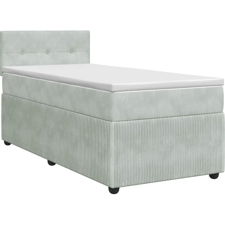 vidaXL Boxspringbett mit Matratze Hellgrau 90 x 190 cm Samt 3451783 – Bild 2