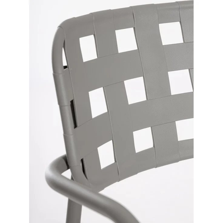 Gartenstuhl Clover 4er-Set mit Armlehne, Metall und Kunstfaser, modern, stapelbar, grau – Bild 5